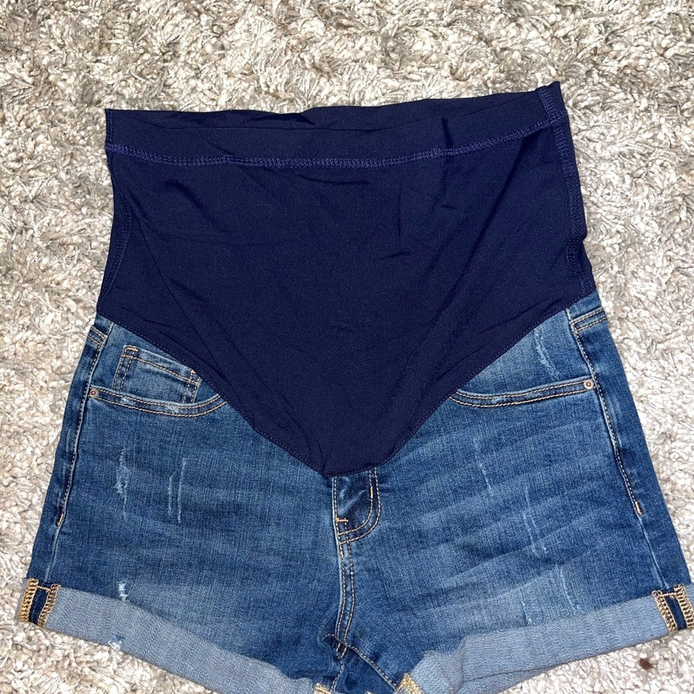 Maternity Distressed Denim Shorts